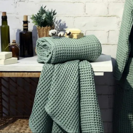 LuxNights™ Waffle Bath Towel Set